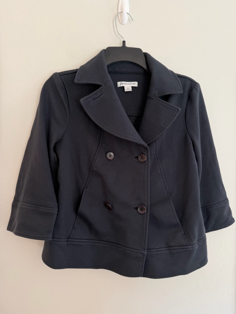 Pendleton Navy Double Breasted Jacket Size 6 Stretch Blazer